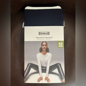 WOLFORD Aurora Pure Pullover / Pure Top Long Sleeves in Navy Opal MSRP$245